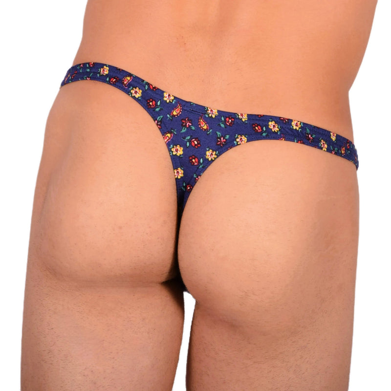 S SMU Sensual Floral Explosion Blue Thong 33733 MX154