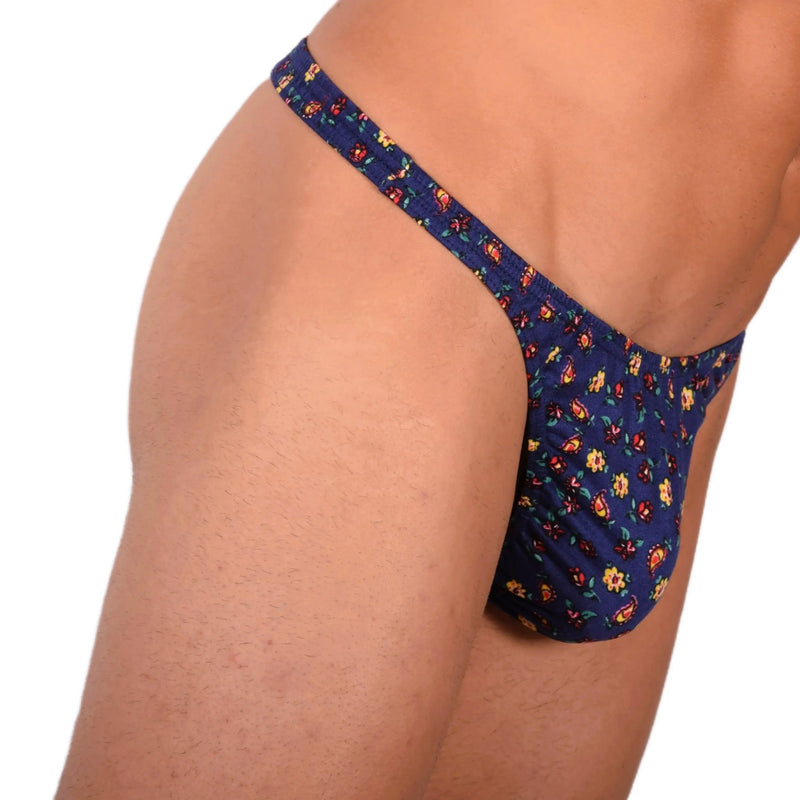 S SMU Sensual Floral Explosion Blue Thong 33733 MX153