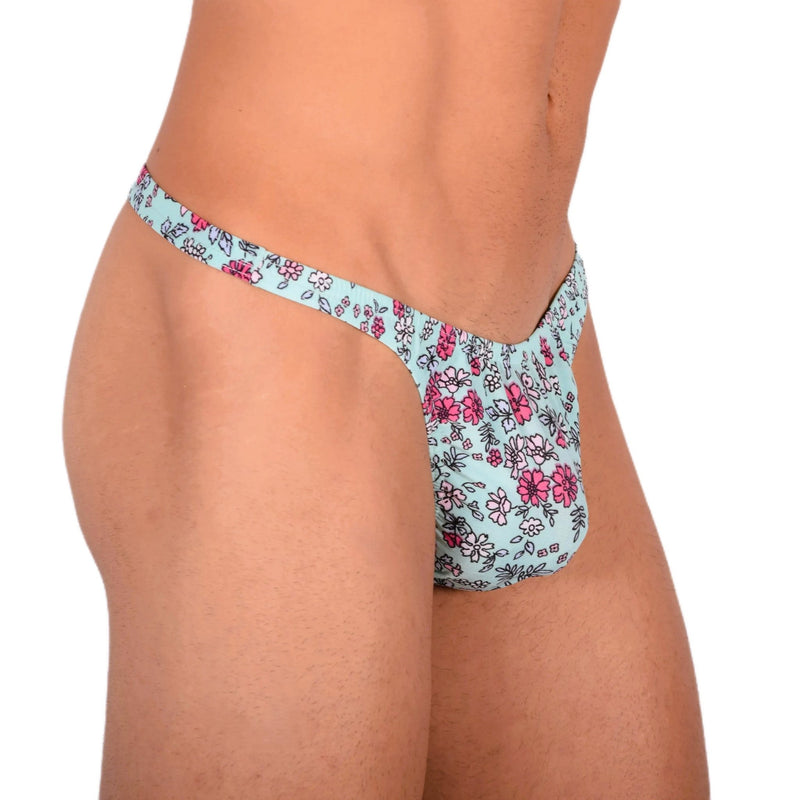 S SMU Sensual Floral Explosion Turquoise Thong 33681 MX155