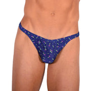 S SMU Sexy Blue Flowers Thong 33728 MX151