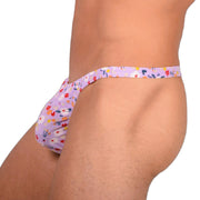 S SMU Sexy Light Purple Floral Explosion Thong 33655 MX142