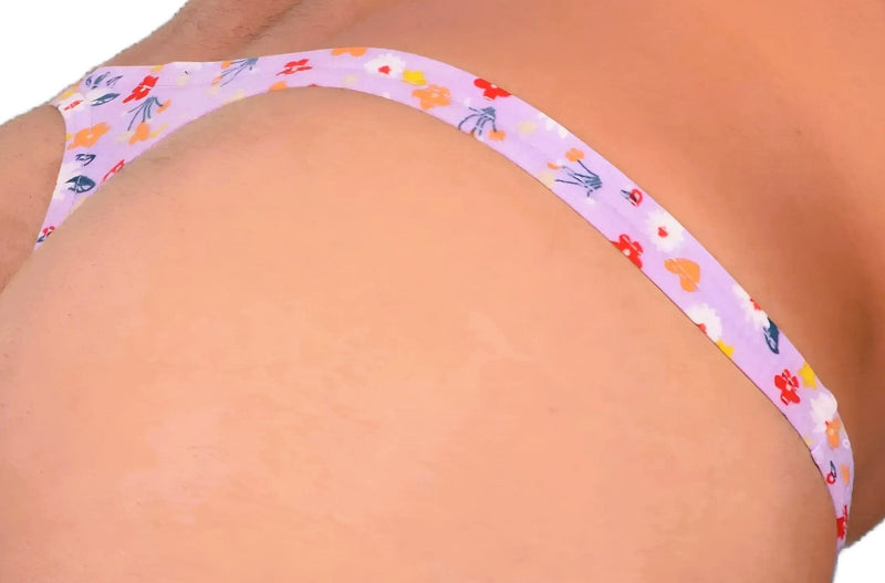 S SMU Sexy Light Purple Floral Explosion Thong 33655 MX146