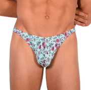 S SMU Sexy Turquoise Floral Explosion Thong 33647 MX141