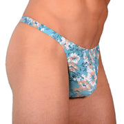S SMU Sexy Turquoise Floral Explosion Thong 33654 MX143