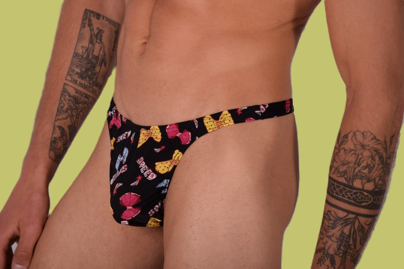 S/M SMU Mens Underwear Thong Speed Bows Printed 33345 MX11