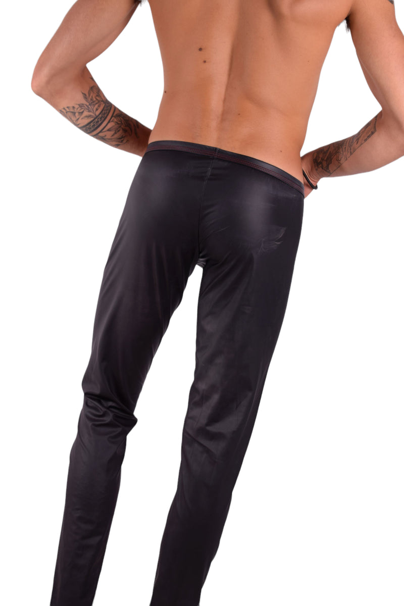 WOJOER Legging Synlex Latex-Look Legging Black Matt Red 331W421 9
