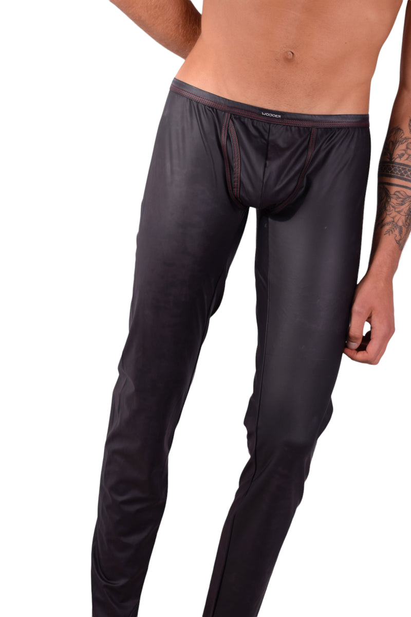 WOJOER Legging Synlex Latex-Look Legging Black Matt Red 331W421 9