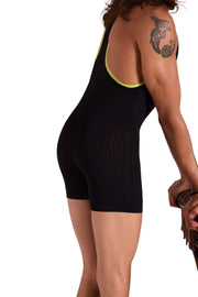 Sexy men fashion sheer Body suit sensual singlet Underwear BLACK  F2001 14B