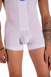 Sexy men fashion sheer Body suit sensual singlet Underwear WHITE  F2001 14C