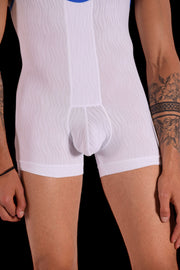 Sexy men fashion sheer Body suit sensual singlet Underwear WHITE  F2001 14C