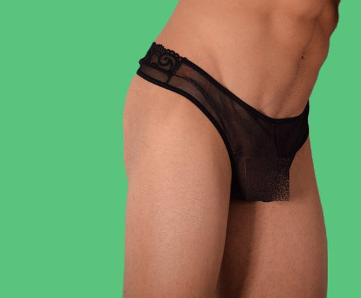 S/M SMU Mens Sheer Underwear Thong Tanga Black 33325 MX111