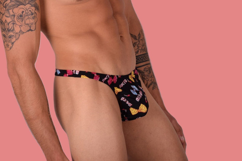 S/M SMU Mens Underwear Thong Speed Bows Printed 33345 MX116
