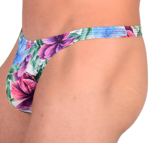 S/M SMU Sensual Tropical Flowers Thong 33563 MX132