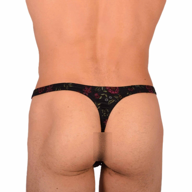 S/M SMU Sexy Black Floral Thong MX20 340754