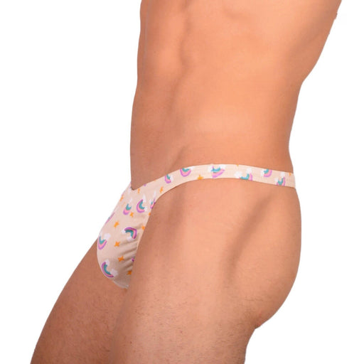 S/M SMU Tanning Walking around sheer Beige Rainbow Thong MX19 340022