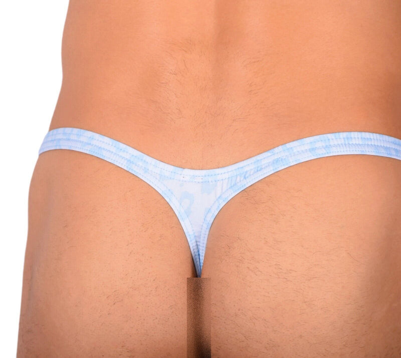 S/M SMU Tanning Walking around sheer Light Blue Wildlife Thong MX19 340144