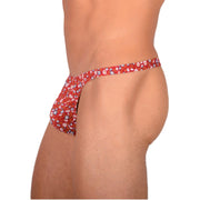 S/M SMU Tanning Walking around sheer Red Floral Thong MX19 339882