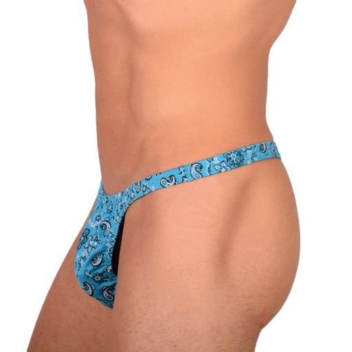 S/M SMU Tanning Walking around sheer Turquoise Thong MX19 340152