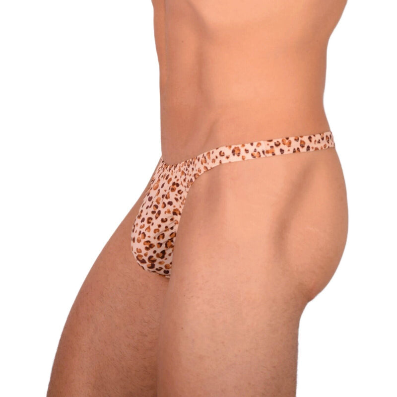 S/M SMU Tanning Walking around sheer Wildlife Brown Thong MX19 340092