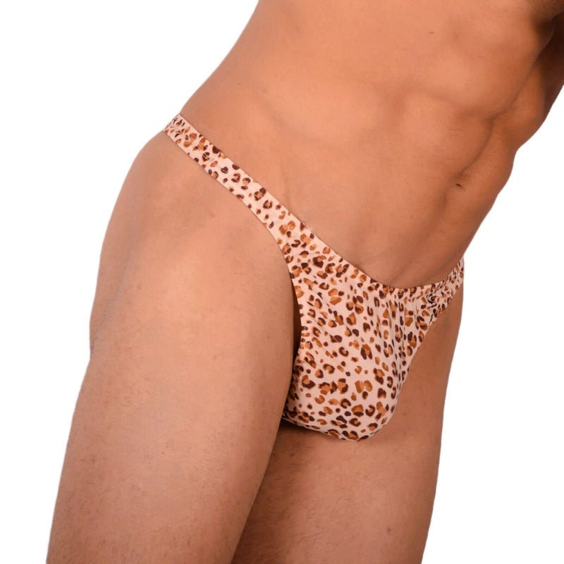 S/M SMU Tanning Walking around sheer Wildlife Brown Thong MX19 340095