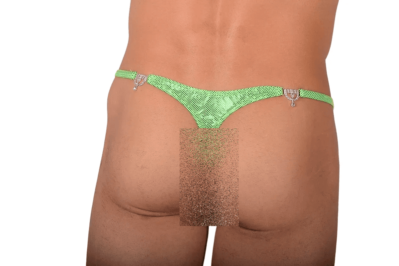 S/M SMU Thong Rhinestones FLASHY GREEN 30''32'' Waist MX10 1005665
