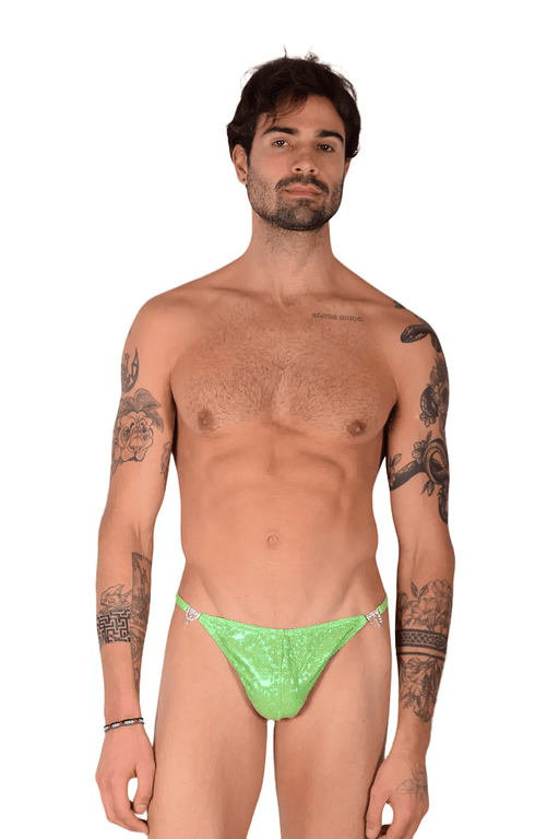 S/M SMU Thong Rhinestones FLASHY GREEN 30''32'' Waist MX10 1005662