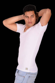 SMALL Calvin Klein Cotton Stretch V - Neck White T-Shirt MX162