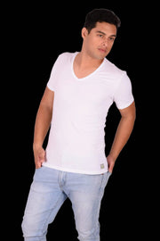 SMALL Calvin Klein Cotton Stretch V - Neck White T-Shirt MX161