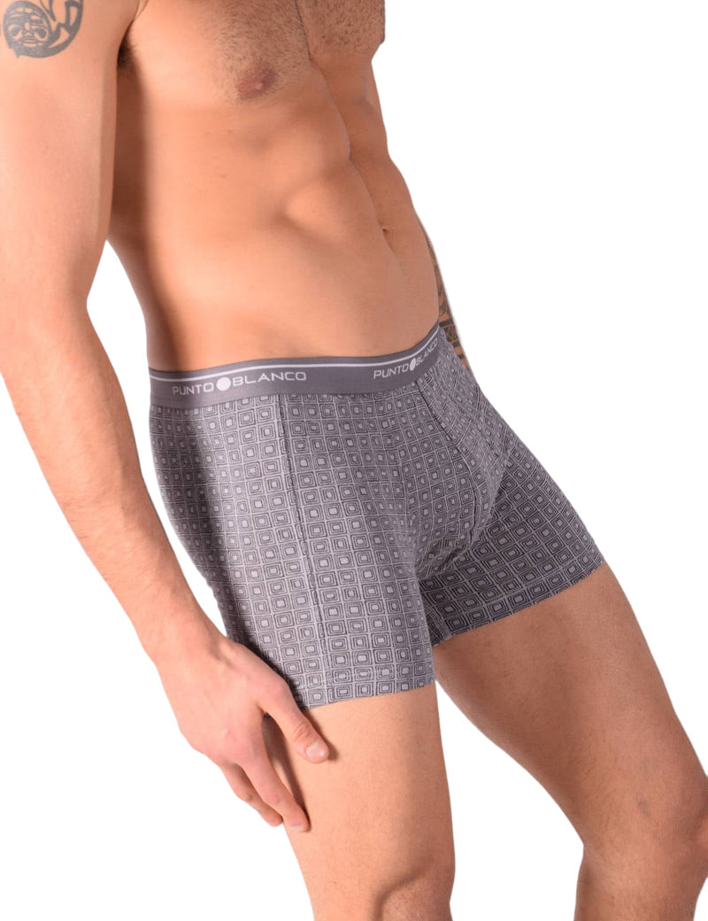 SMALL Mens Punto Blanco Basics Short Boxer Grey Print 53438 Pu33