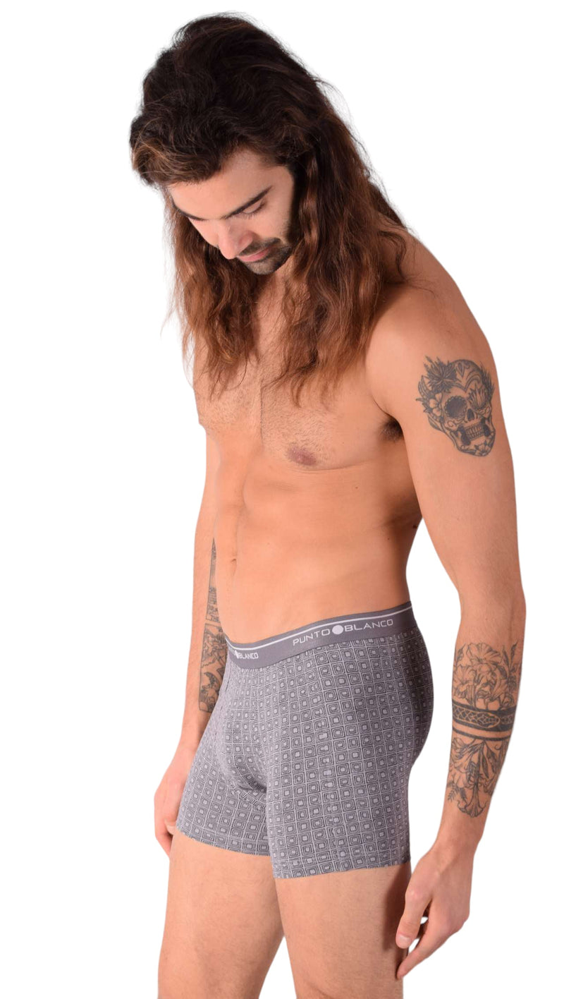 SMALL Mens Punto Blanco Basics Short Boxer Grey Print 53438 Pu33