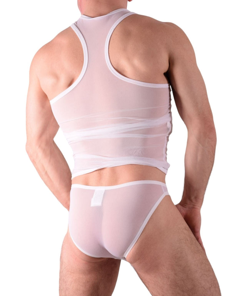 Small Private Structure Kit Tank Top + Briefs See-Thru White 3451-71