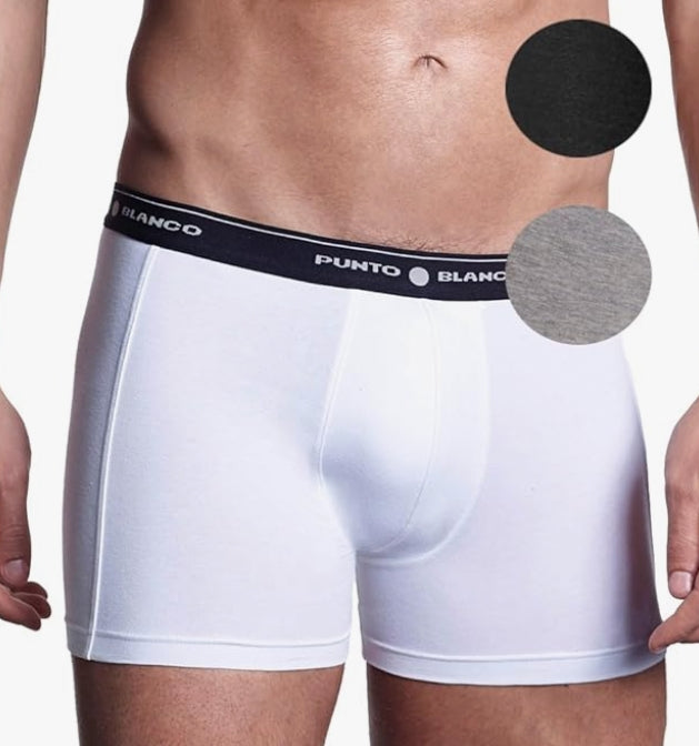 Small PUNTO BLANCO  Cotton Stretch Boxer Basix White 53129