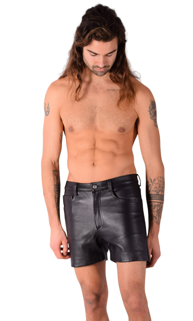 Small Smu pure Leather Black Shorts 31/32 inch 22059 11