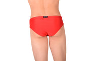 SMALL SMU Rave Peekaboo Removable Black Leather Pouch Brief Red H65