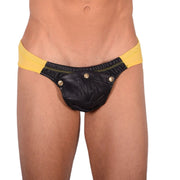 SMU Briefs Rave PeekaBoo Removable Leather Pouch Brief Yellow H3A8