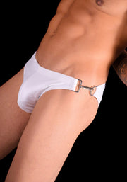 SMU Detachable Swim-Brief  Snug Pouch Swimwear White MX7