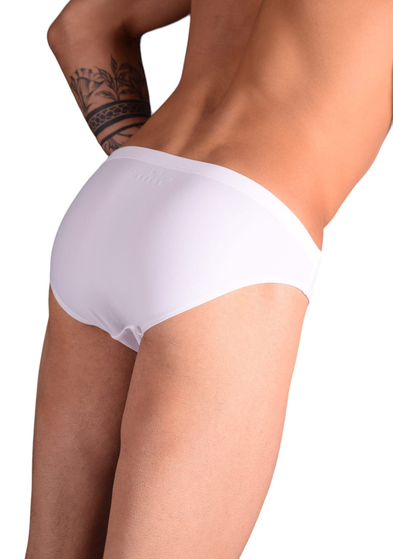 SMU Detachable Swim-Brief  Snug Pouch Swimwear White MX7