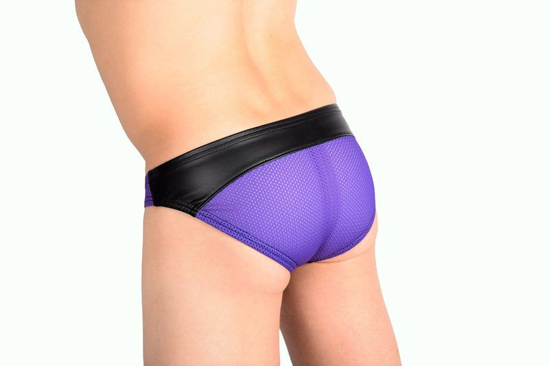 SMU Eye Grabber Leather brief Black Purple P01003 H7