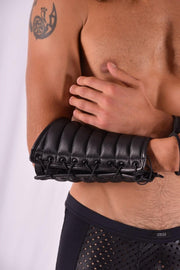 SMU Forearm Pairs Gauntlet Leather Handmade Aviator Laced Guard Wallet Black3