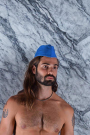 SMU Handmade Quality Leather Skin Garrison Cap Kepi in Aqua 17