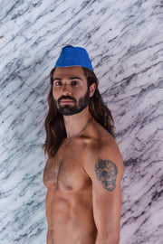 SMU Handmade Quality Leather Skin Garrison Cap Kepi in Aqua 16