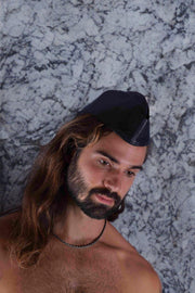 SMU Handmade Quality Leather Skin Garrison Cap Kepi in Black 21