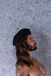 SMU Handmade Quality Leather Skin Garrison Cap Kepi in Black 23