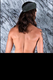 SMU Handmade Quality Leather Skin Garrison Cap Kepi in Olive 26