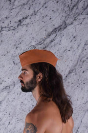 SMU Handmade Quality Leather Skin Garrison Hat Kepi in Tan Brown SMU12