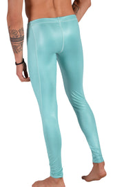 SMU Legging For Mens Shiny Turquoise Tight - Fit S/M 12560 MX87