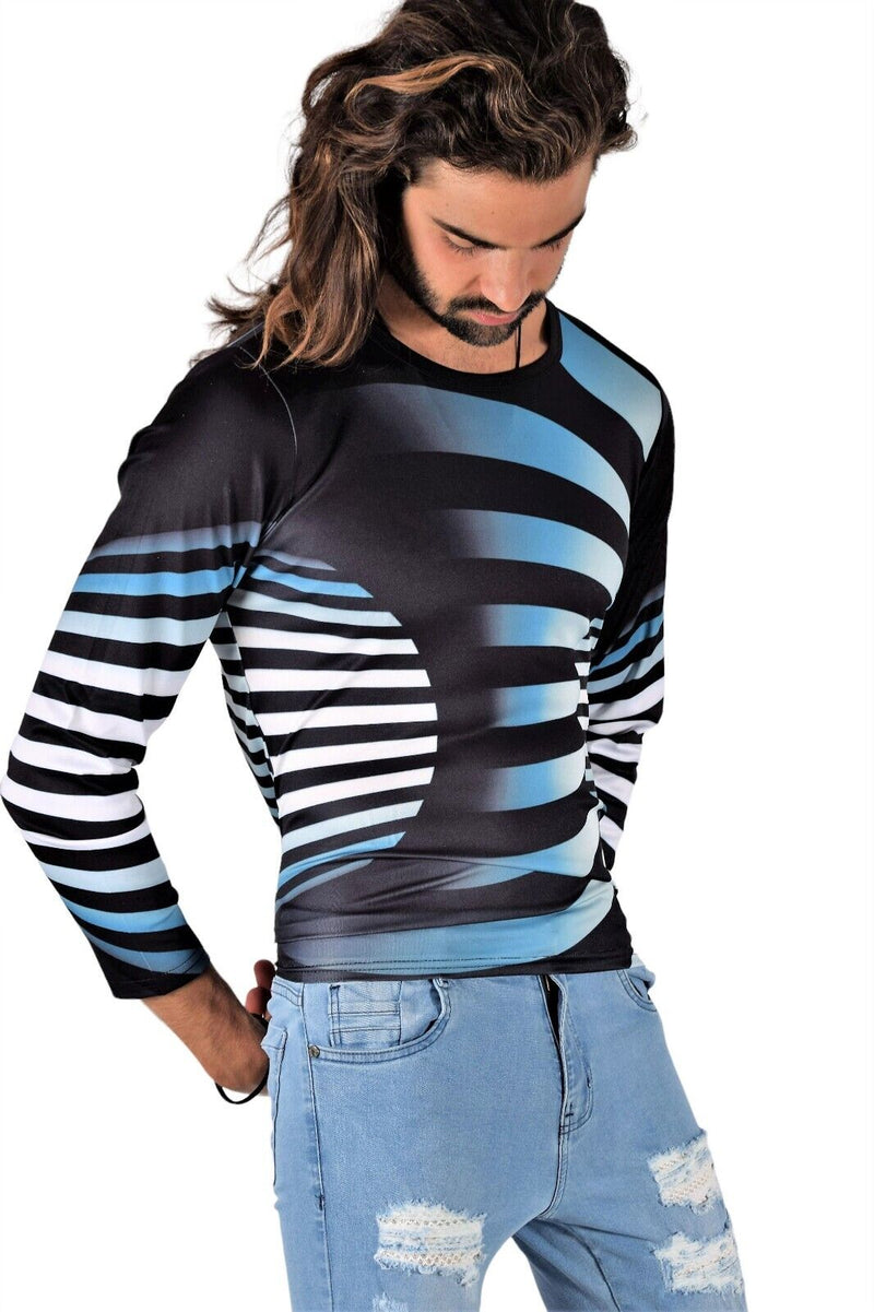 SMU Limited Long Sleeves Shirt 3D Effect Black-Blue 32442 B