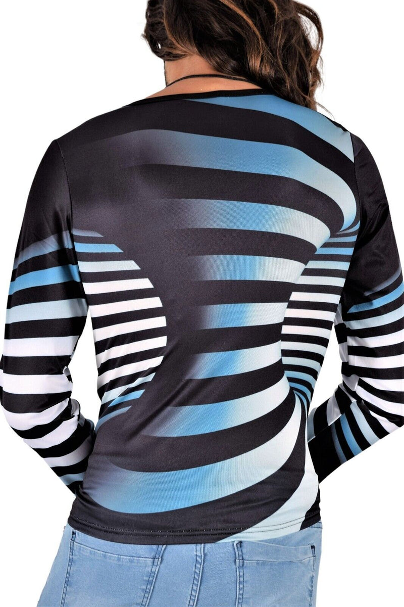 SMU Limited Long Sleeves Shirt 3D Effect Black - Blue 32442 B5