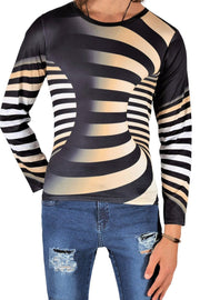 SMU Limited Long Sleeves Shirt 3D Effect Black-Gold 32440 B