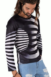 SMU Limited Long Sleeves Shirt 3D Effect Black-White 32443 B